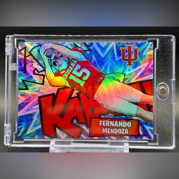 NCAA Other - Fernando Mendoza Kaboom Holographic CUSTOM 2 card lot Indian Hoosier Cards